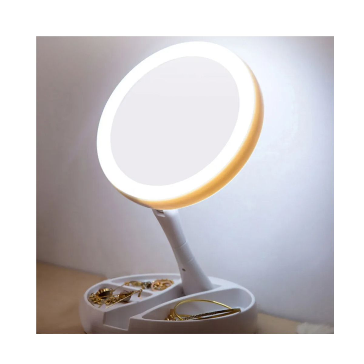 GENERICO - Espejo Con Luz Led Para Maquillaje Plegable + Aumento