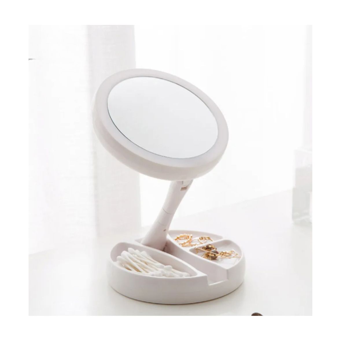 GENERICO - Espejo Con Luz Led Para Maquillaje Plegable + Aumento