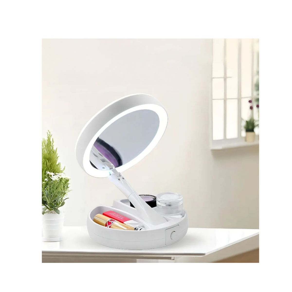 GENERICO - Espejo Con Luz Led Para Maquillaje Plegable + Aumento