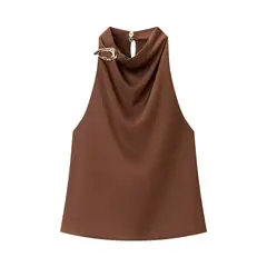 TIOZONEY - Polera Sin Mangas Mujer - Marrón