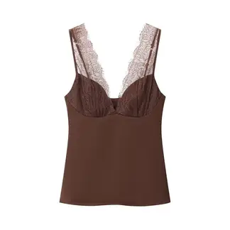 TIOZONEY - Polera Sin Mangas Mujer - Café