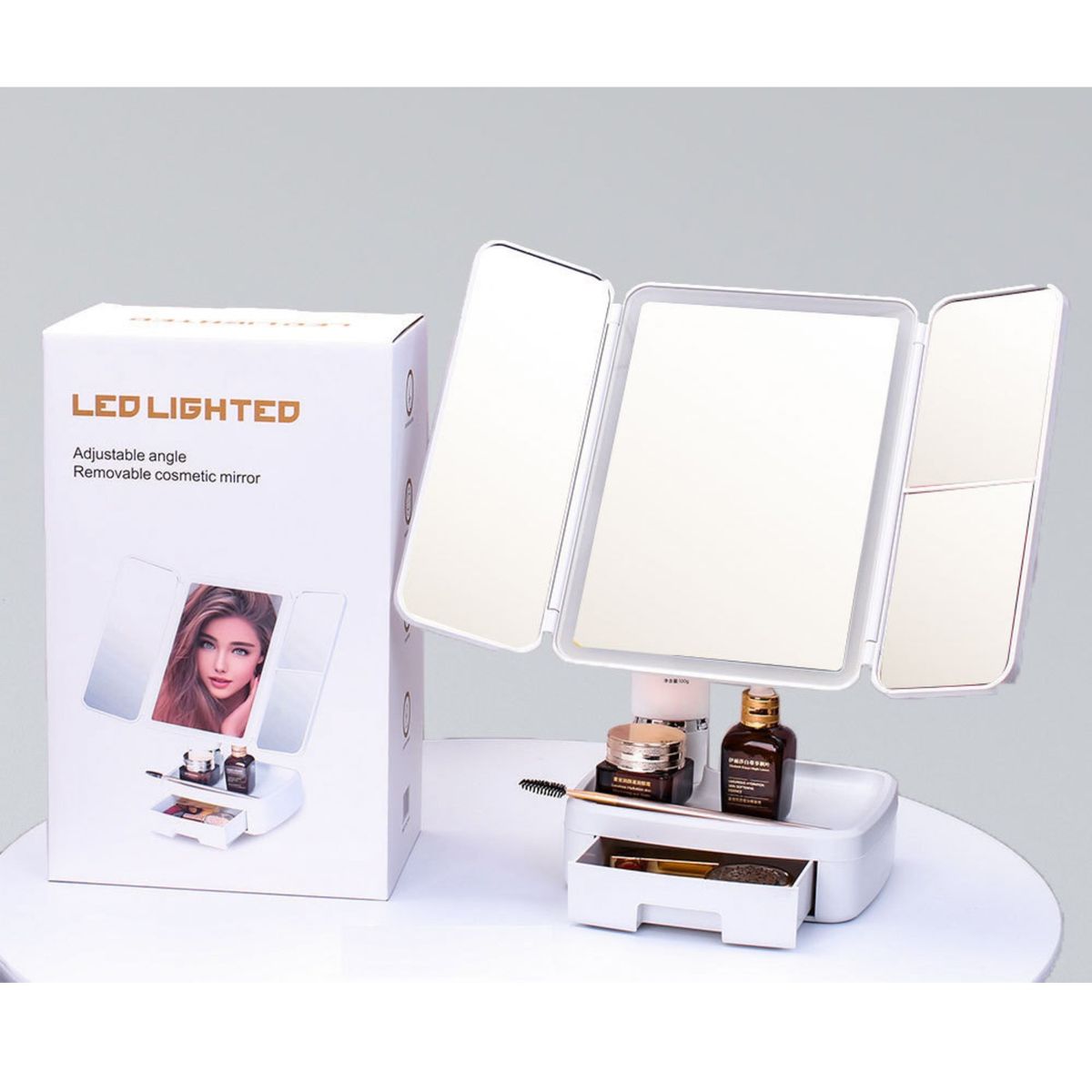 GENERICO - Espejo Maquillaje Plegable Luz Ajustable Fríacálida
