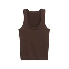 TIOZONEY - Polera Sin Mangas Mujer - Café