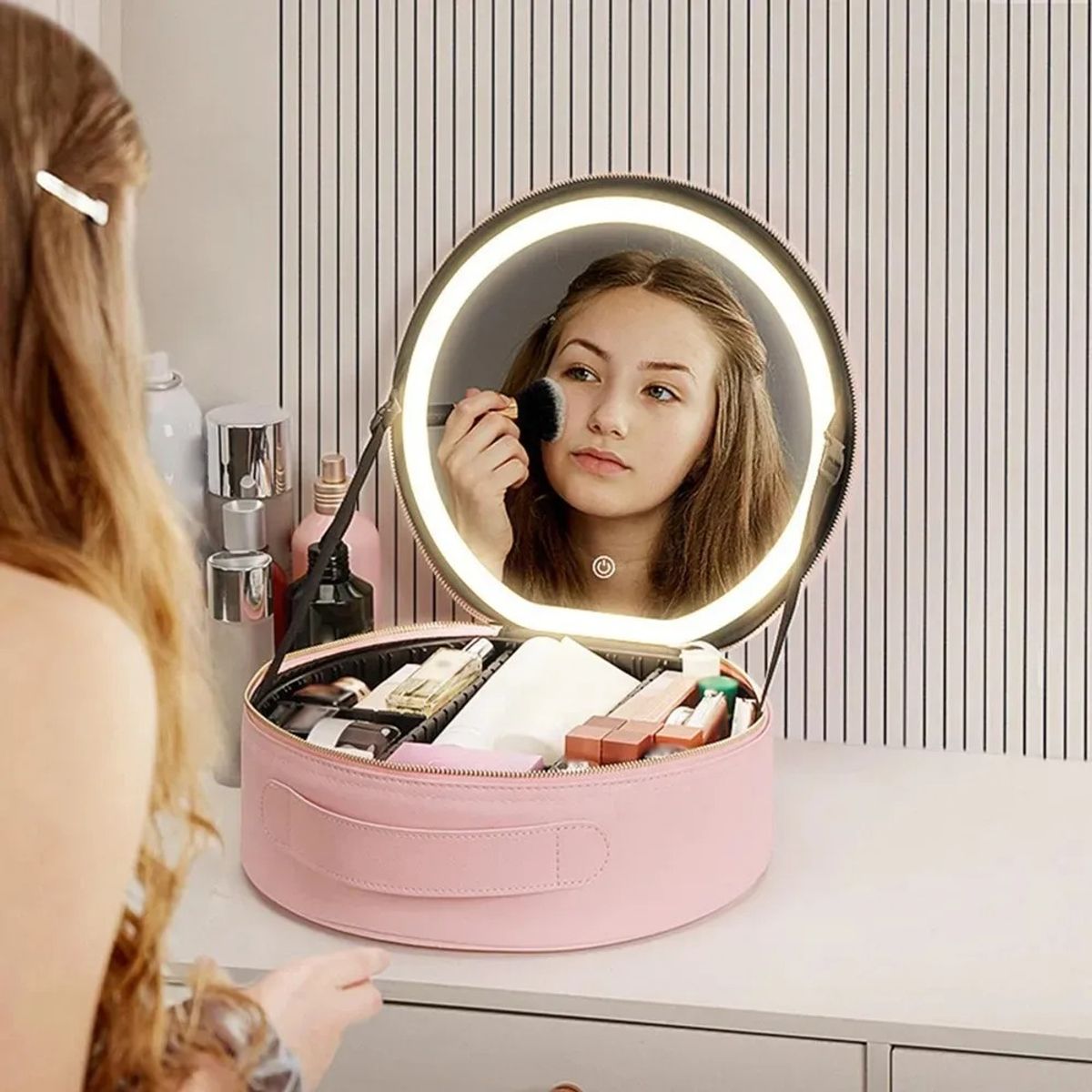 GENERICO - Maletín Organizador De Maquillaje Pro  Espejo Led Integrado