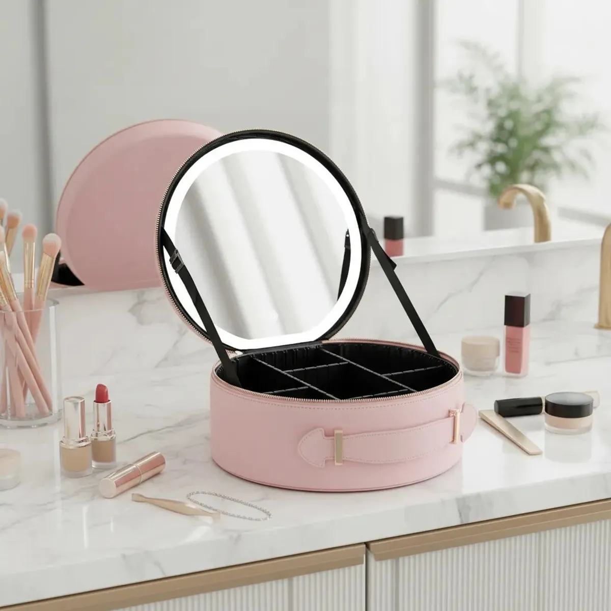 GENERICO - Maletín Organizador De Maquillaje Pro  Espejo Led Integrado
