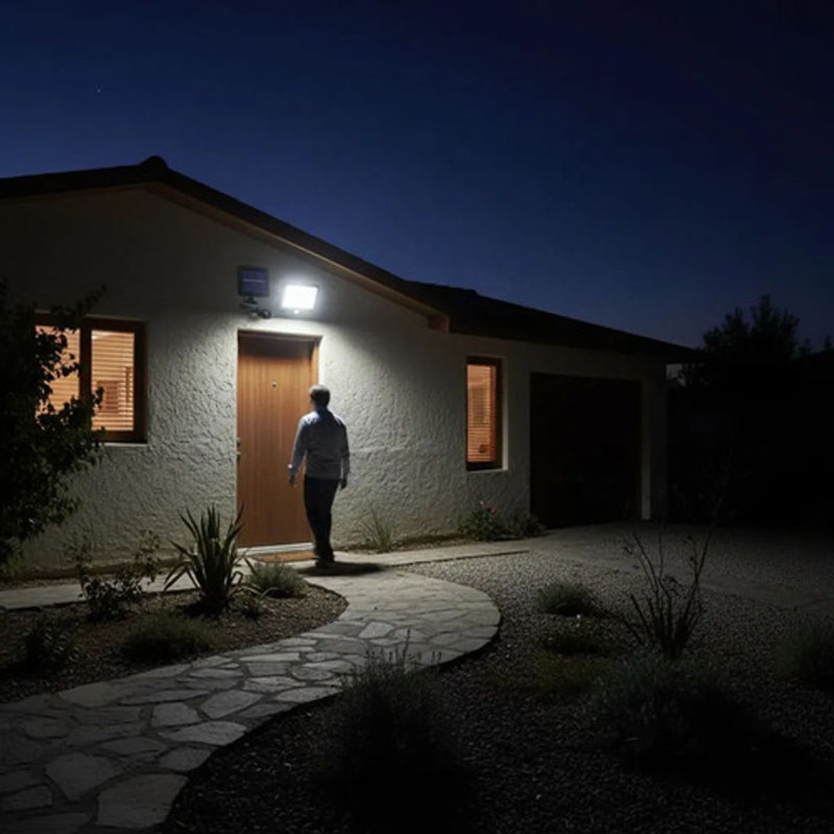GENERICO - Lampara Led Solar Sensor Movimiento 56 Led Exterior Jardin Negro Fría