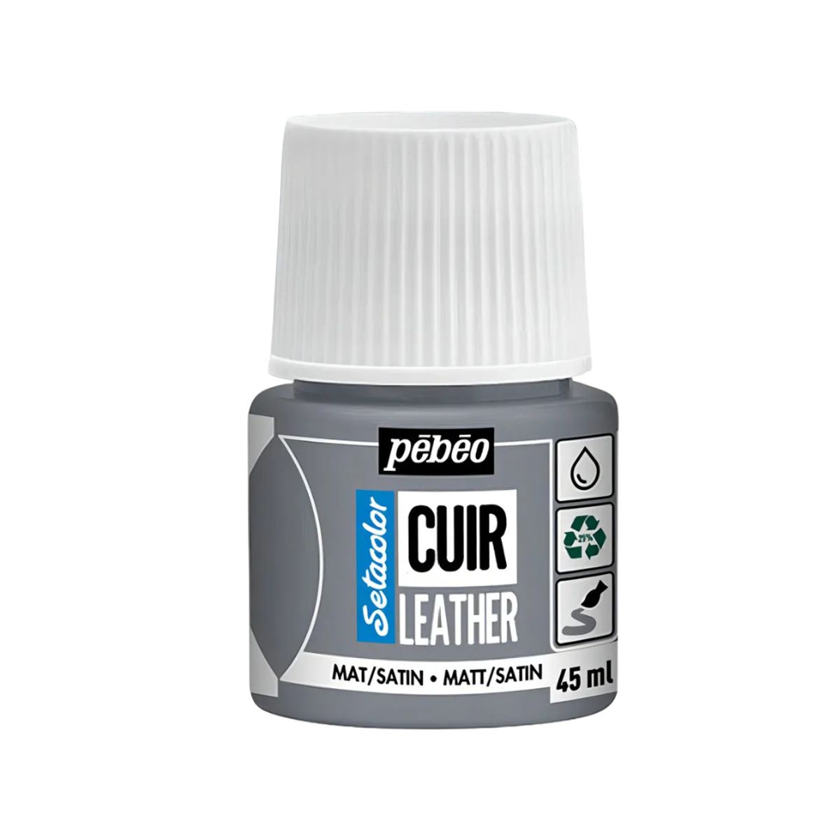 PEBEO - Pintura Para Cuero Frasco 45 Ml Setacolor Cuir Pebeo Color 22 - Gris Concreto