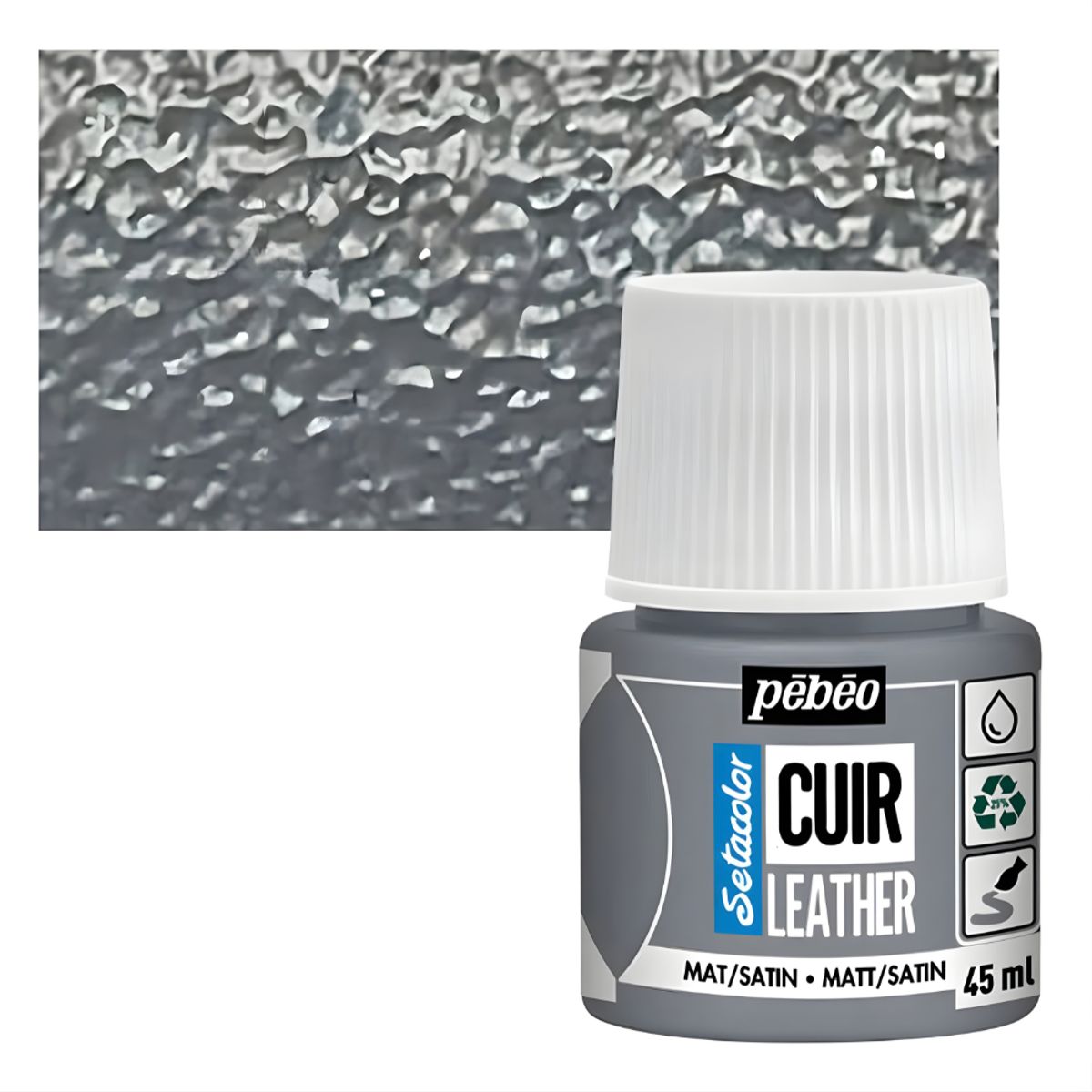 PEBEO - Pintura Para Cuero Frasco 45 Ml Setacolor Cuir Pebeo Color 22 - Gris Concreto