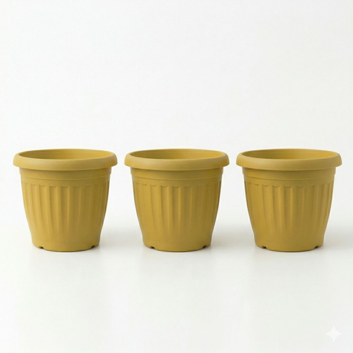 GENERICO - Pack 3 Maceteros Plástico Redondo Amarillo 28 cm