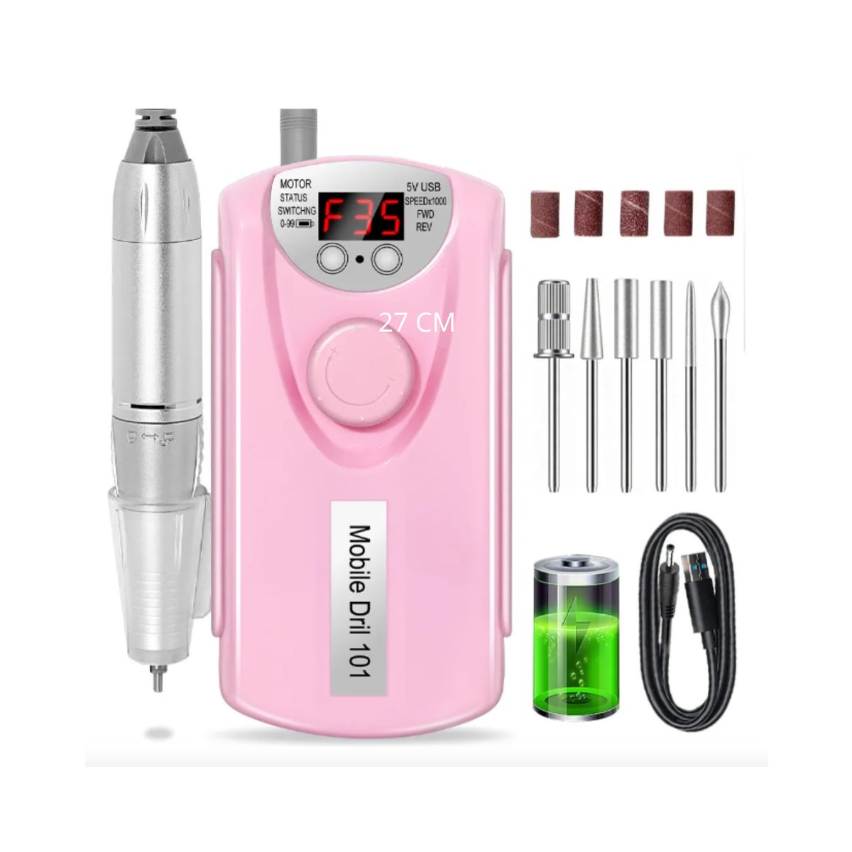 GENERICO - Mini Torno Kit profesional inalambrico manicura uñas