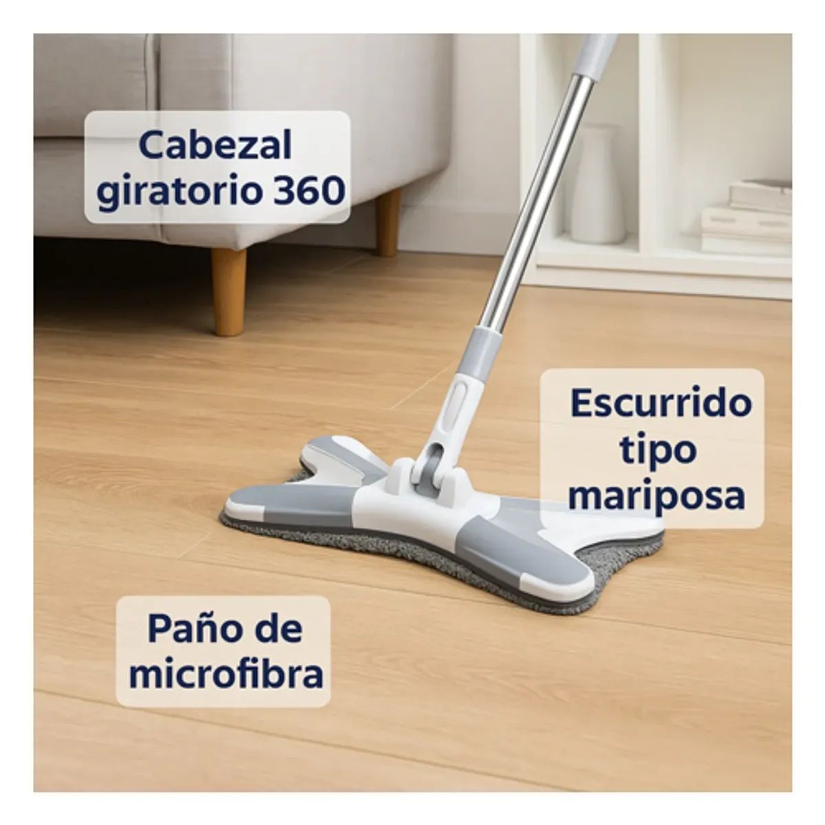 MOVI - Mopa y trapeador 360° microfibra sistema de autoestrujado