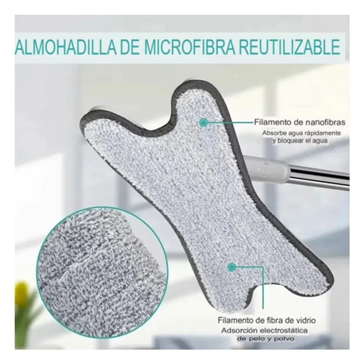 MOVI - Mopa y trapeador 360° microfibra sistema de autoestrujado