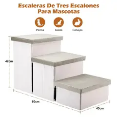 EVERSO - Escalera plegable 3 peldaños para perros y gatos con almacenamiento