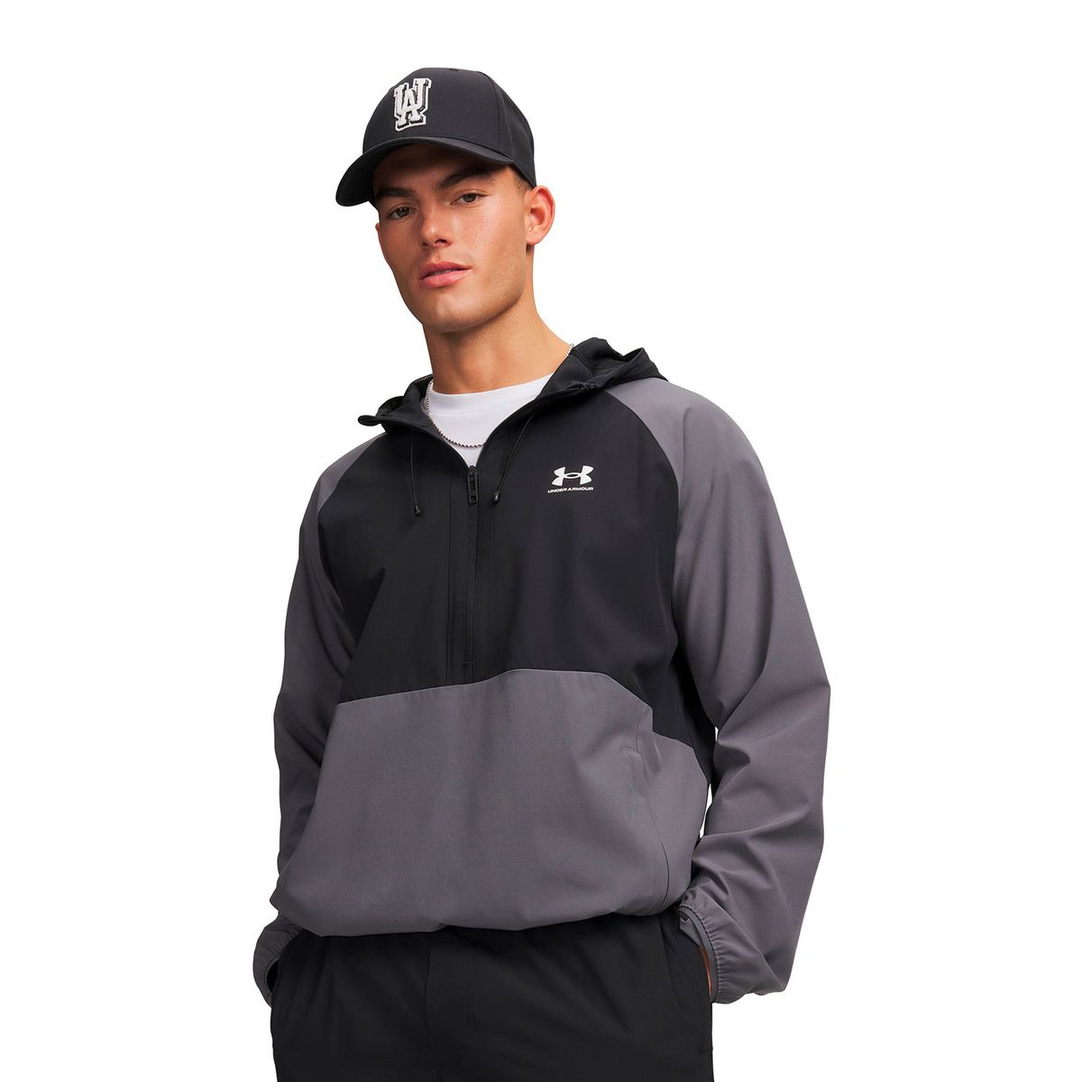 UNDER ARMOUR - Chaqueta UA Vibe Woven Anorak Gris Hombre UNDER ARMOUR