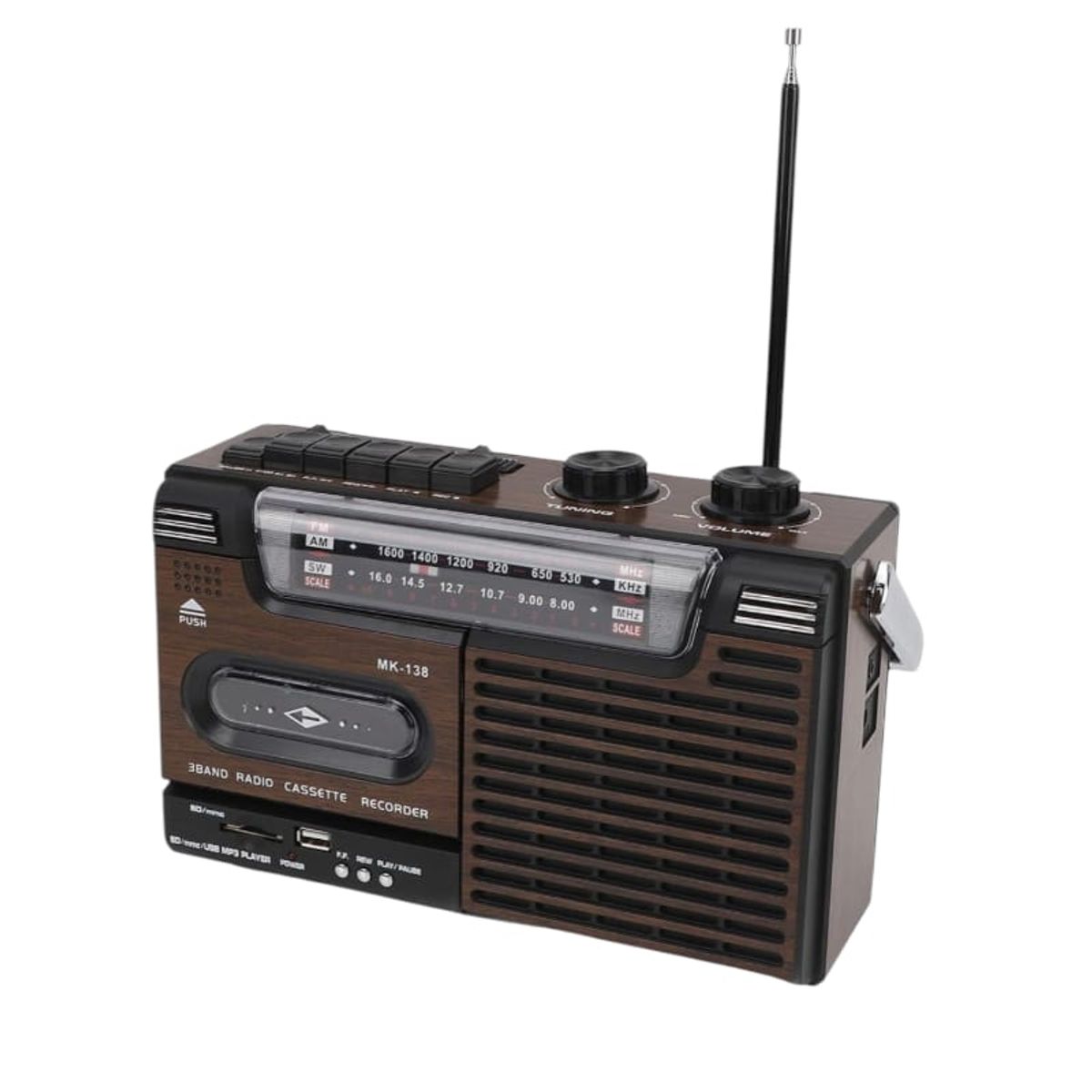 GENERICO - Radio Cassette Retro con Bluetooth USB SD  y  AM/FM/SW