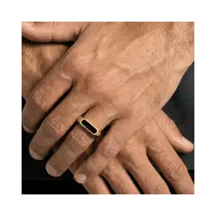 SAINT VENIK - Anillo Black Hades Dorado Enchapado10US Magnetismo Lujo