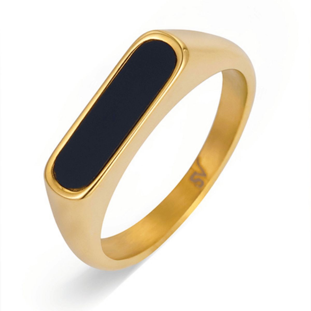 SAINT VENIK - Anillo Black Hades Dorado Enchapado10US Magnetismo Lujo Saint Venik