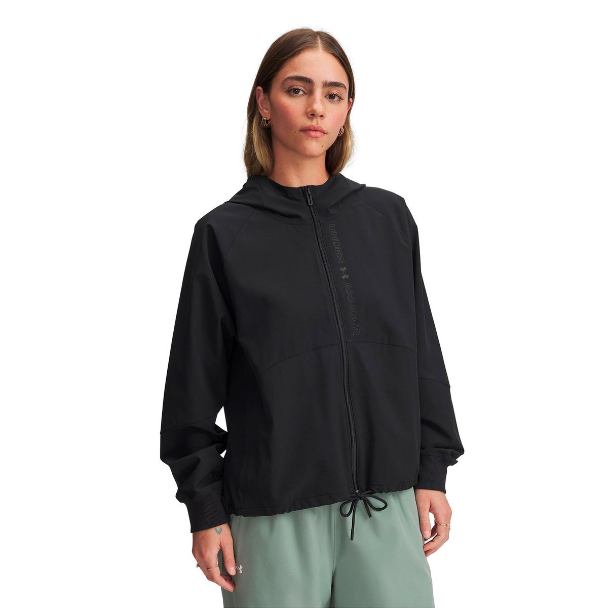 UNDER ARMOUR - Chaqueta UA Woven Full-Zip Negro Mujer UNDER ARMOUR
