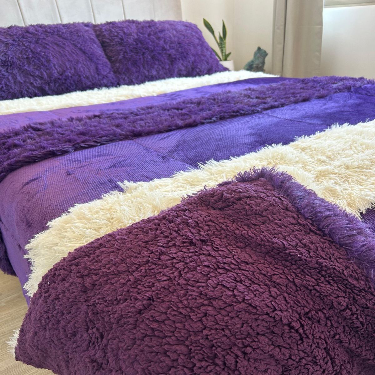 TODOHOGAR SANTIAGO DE CHILE - Cubrecama Reversible Polar/chiporro morado, 2 Plazas