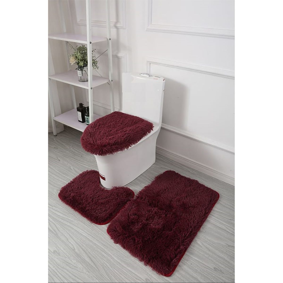 GENERICO - Set de Baño Peludo 3 Piezas Color A Elección