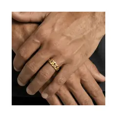 SAINT VENIK - Anillo Box Dorado Enchapado 8US Masculino Autenticidad