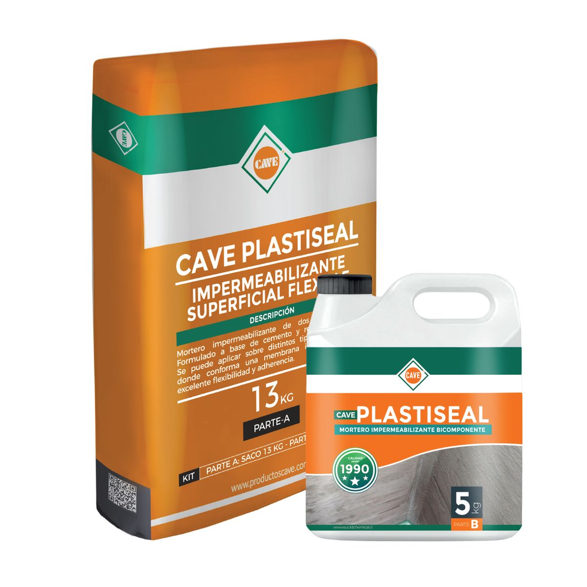CAVE - CAVE PLASTISEAL - Impermeabilizante Bicomponente Blanco, Kit 18 Kg