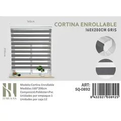 GENERICO - Cortina Roller Duo Lisa 160 x200 Cm color gris