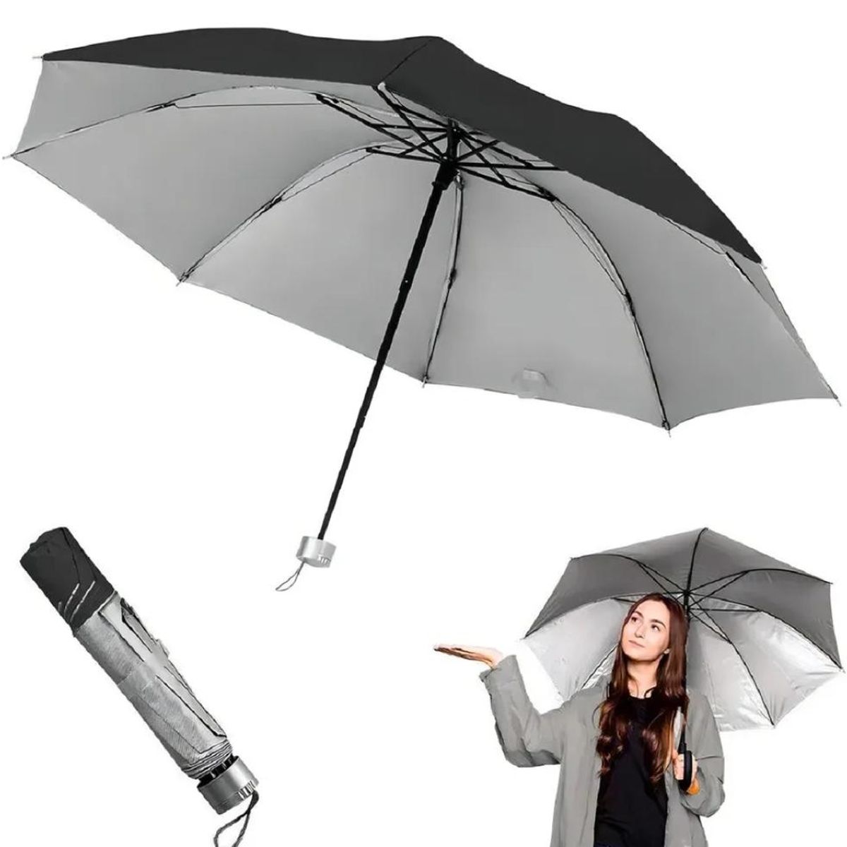 GENERICO - Paragua Proteccion UV De Bolsillo Plegable Ultraligero Impermeable pack de 4 unidades