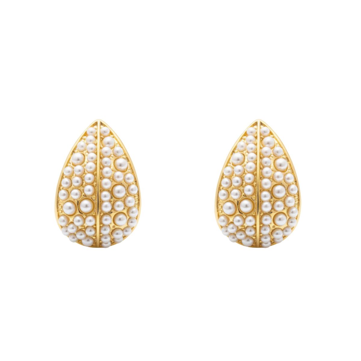 JOYAS LANDEROS - Aros Hojas Perlas Enchapado en Oro de 18k