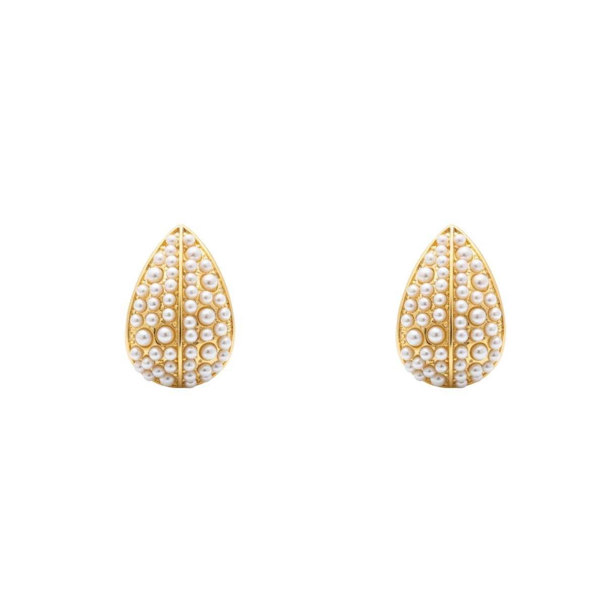JOYAS LANDEROS - Aros Hojas Perlas Enchapado en Oro de 18k