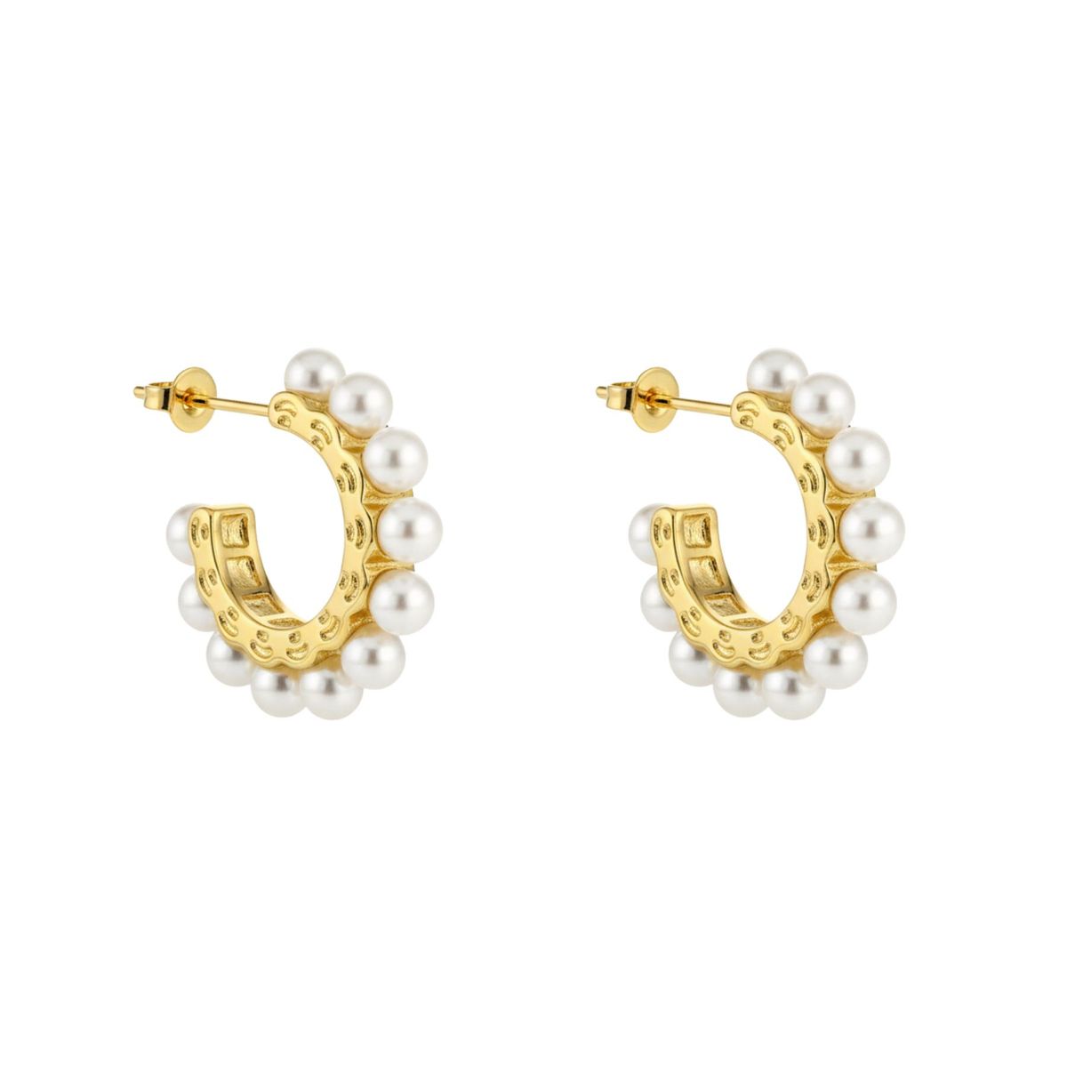 JOYAS LANDEROS - Aros Argolla Perlas Enchapado en Oro de 18k