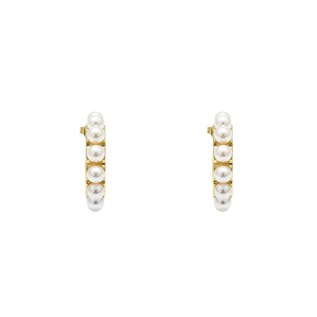 JOYAS LANDEROS - Aros Argolla Perlas Enchapado en Oro de 18k