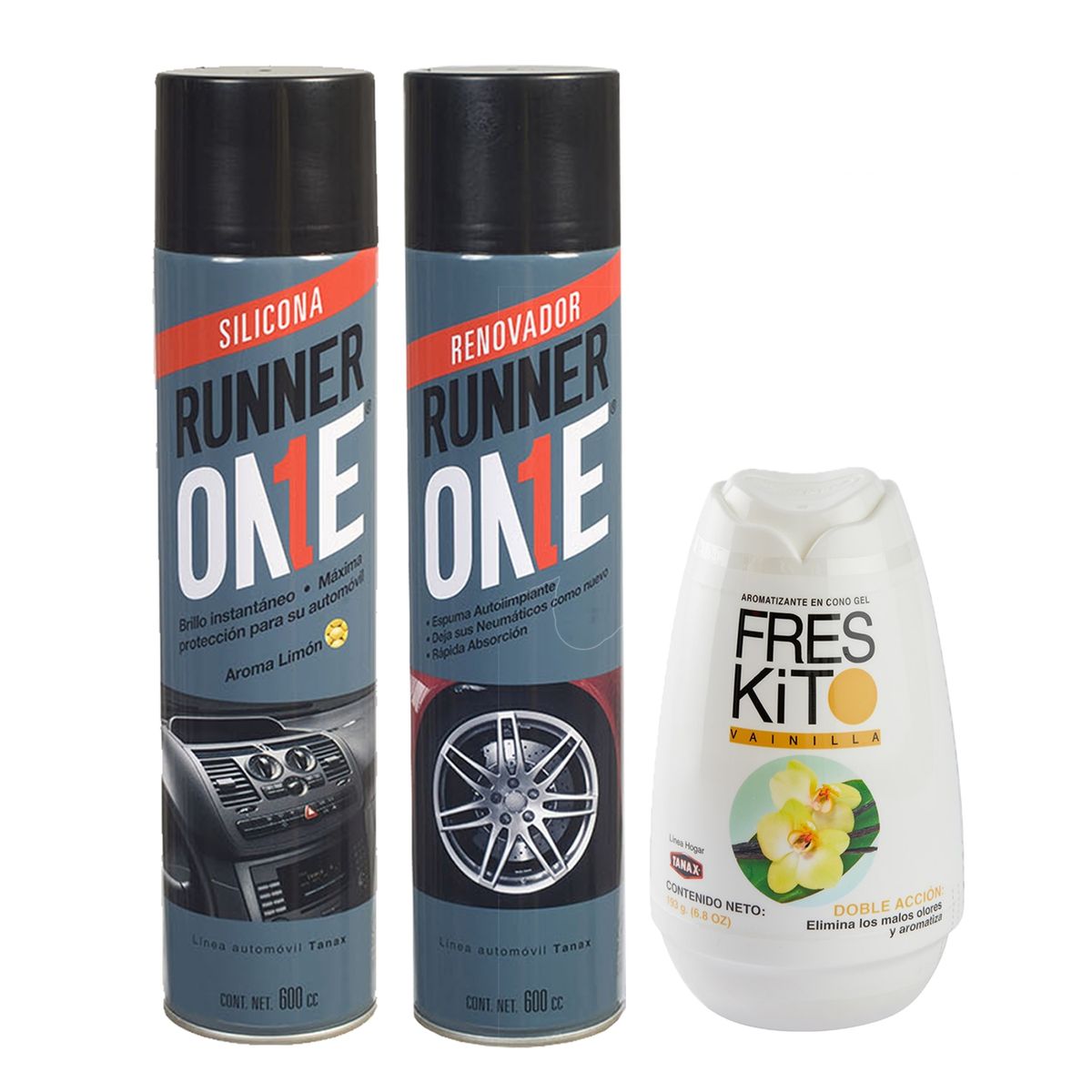 TANAX - Limpieza Auto Pack Tanax Silicona + Renovador Neumáticos + Aromatizante