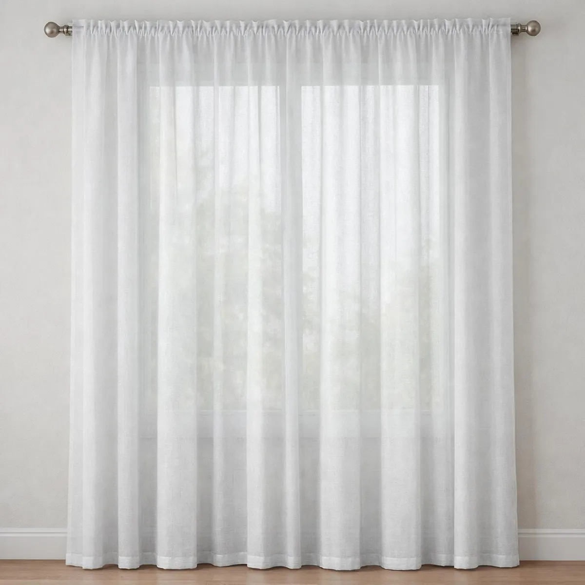 CASATUA - Cortina Visillo Tipo Velo CasaTua Set 2 Paños 135 x 220cm - Blanco