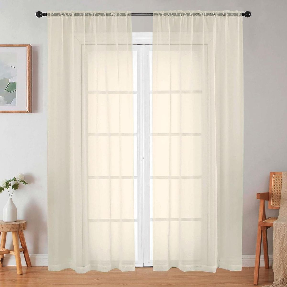 Cortina Visillo Tipo Velo CasaTua Set 2 Paños 135 x 220cm - Crema, marca CASATUA - Foto Principal