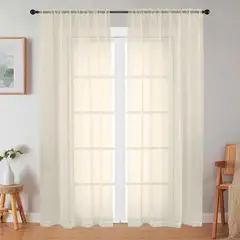 CASATUA - Cortina Visillo Tipo Velo Set 2 Paños 135 x 220cm - Crema