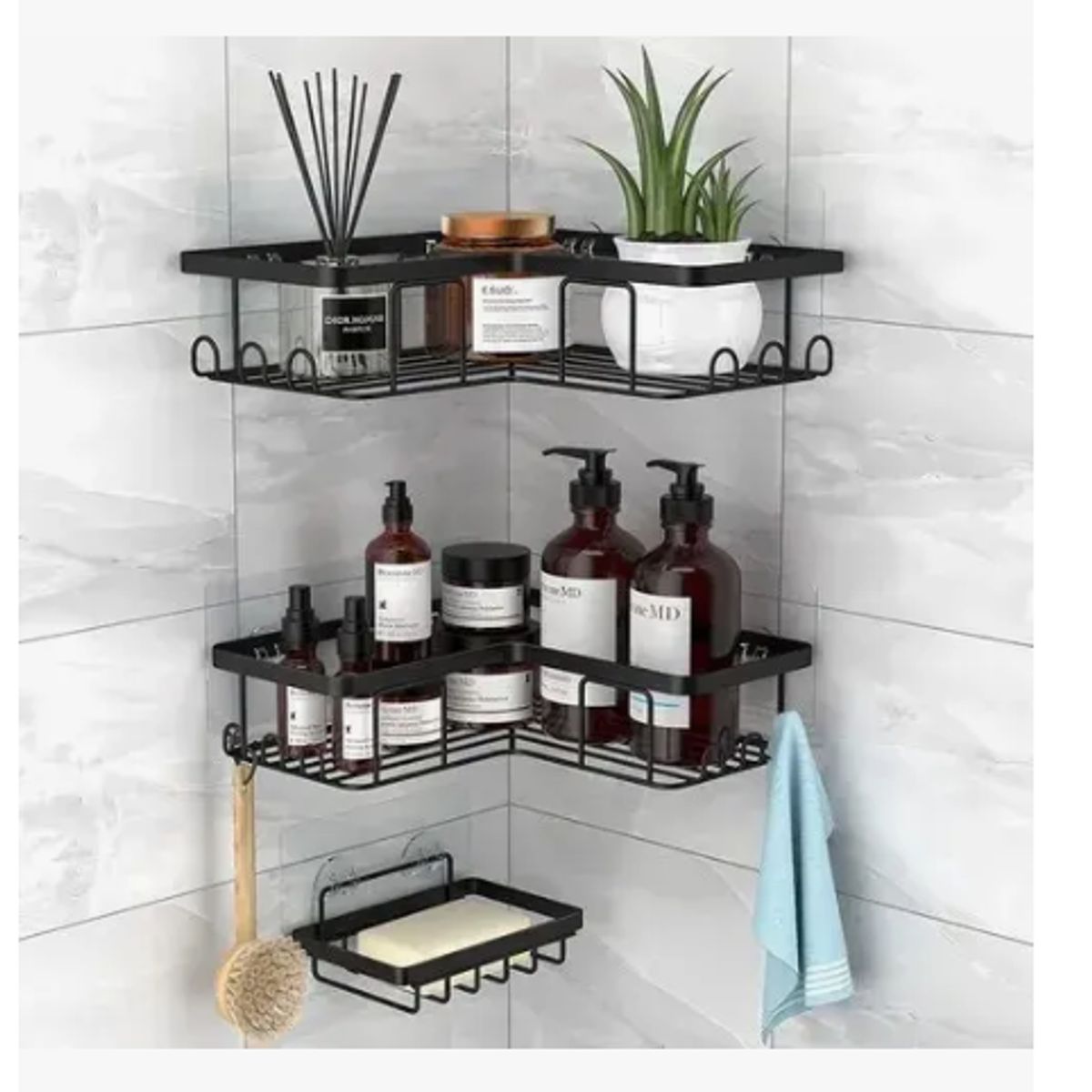 GENERICO - Organizador De Ducha - Repisa Baño Adhesivo Set 3 Inoxidable