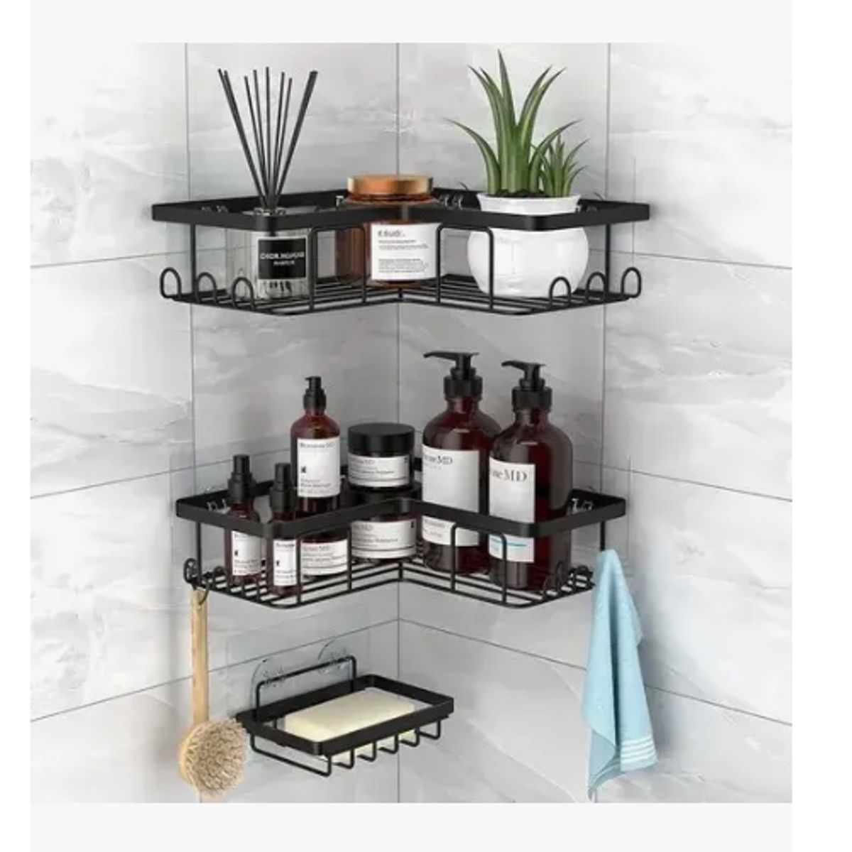 GENERICO - Organizador De Ducha - Repisa Baño Adhesivo Set 3 Inoxidable