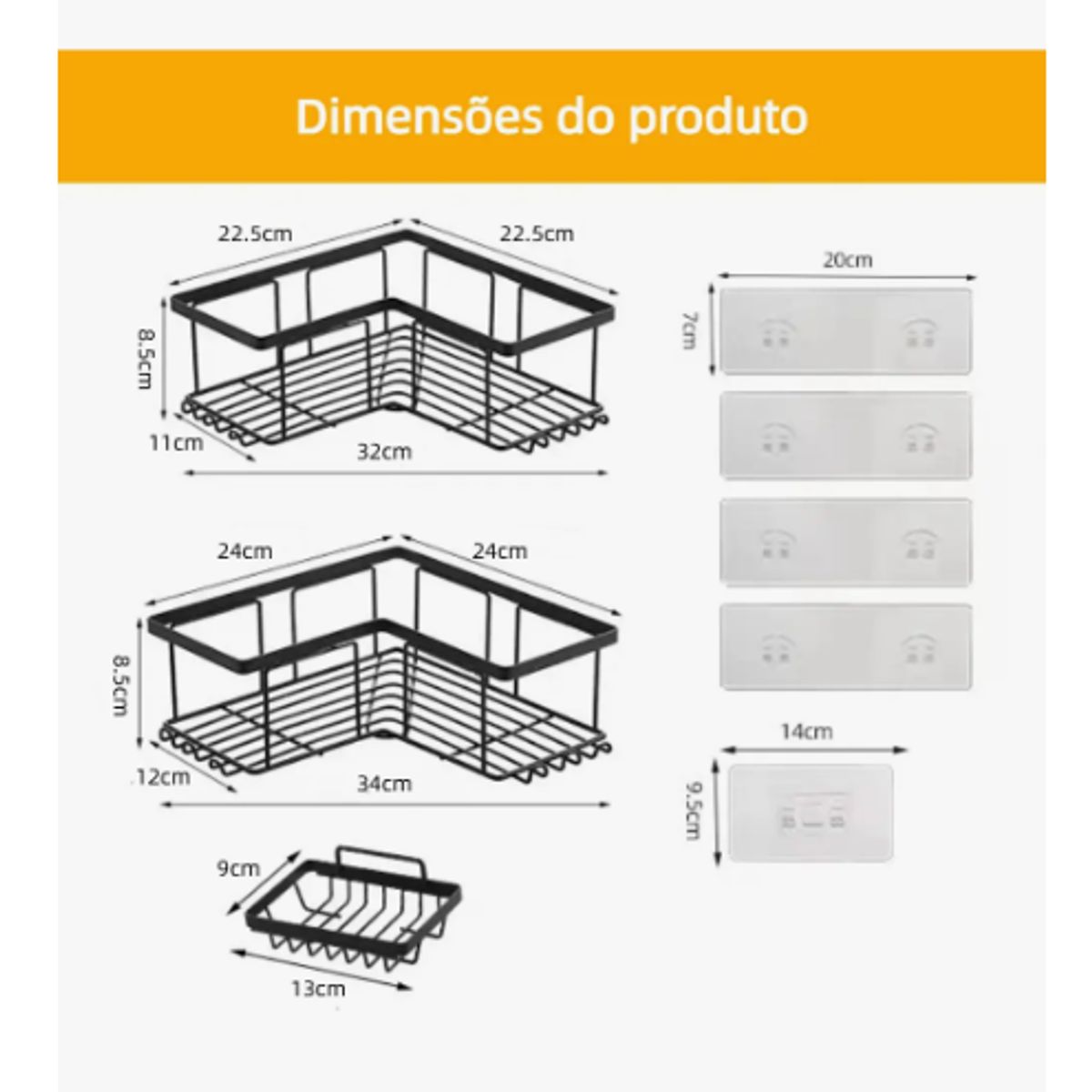 GENERICO - Organizador De Ducha - Repisa Baño Adhesivo Set 3 Inoxidable