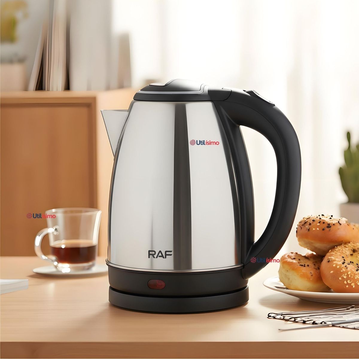 RAF - Hervidor Tetera Eléctrico Acero Inoxidable 2 Litros 1500W