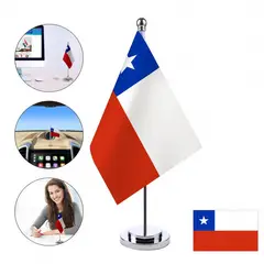 GENERICO - Bandera De Escritorio De Base Metálica Chile Barra única