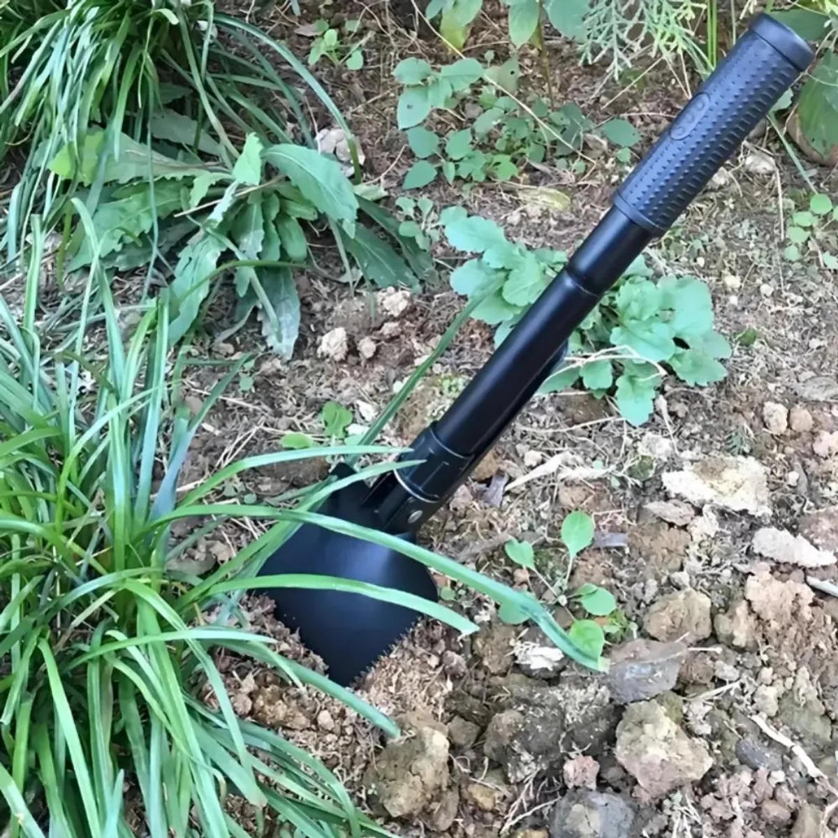 GENERICO - Pala Portátil Jardín Camping Plegable con Funda y Brújula