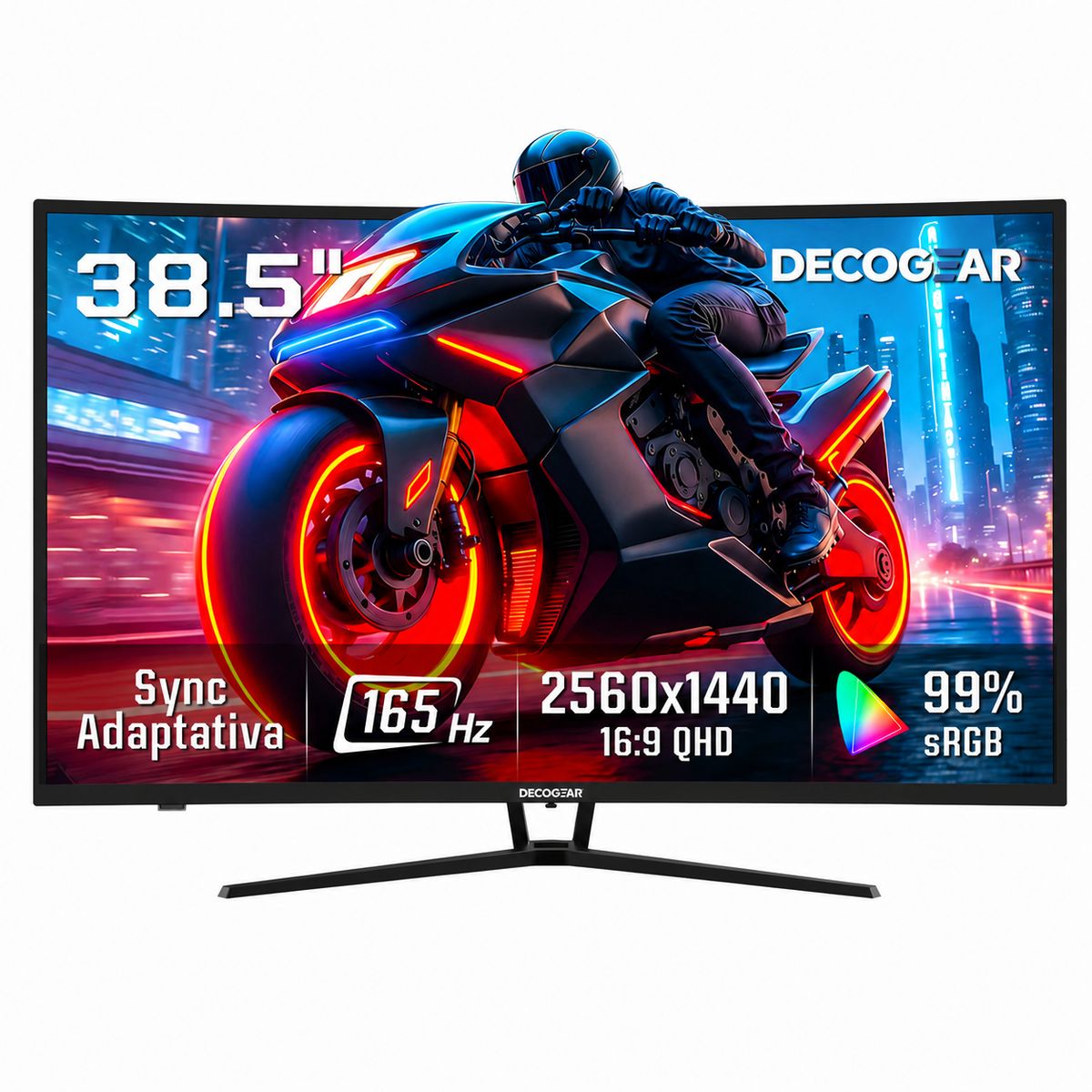DECO GEAR - Monitor Gamer Curvo Deco Gear 39 QHD 2K 165Hz 1ms VA R3000 USB-C 65W HDR400