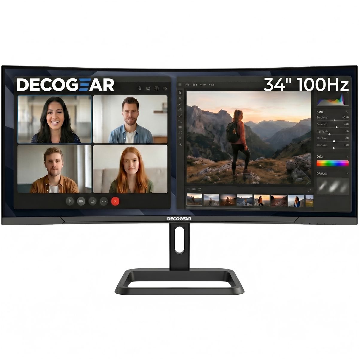 DECO GEAR - Monitor Ultrawide Deco Gear 34 Curvo UWQHD 100Hz 1ms VA 1500R Ajustable 100% sRGB