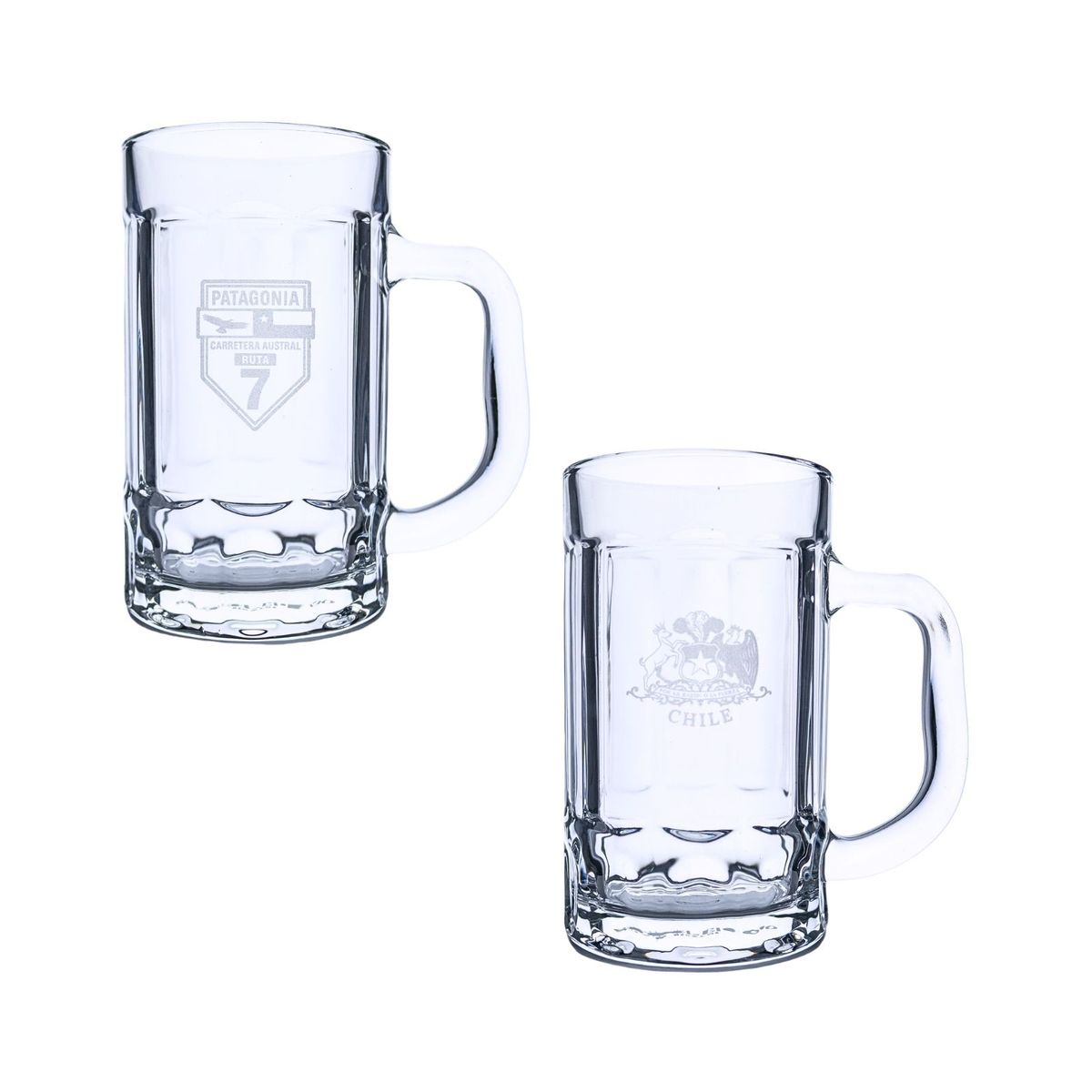 SOLEIO - Set 2 Vasos Shop Cervecero Escudo y Patagonia Chile 425 ml