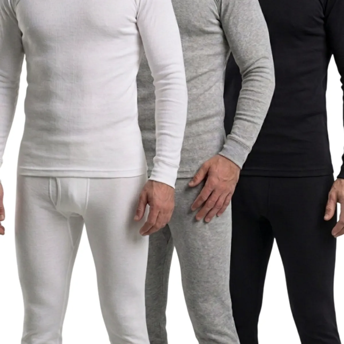 GARSIL - X3 Poleras De Algodon Manga Larga Para Hombre  - Cuello Redondo - Primera Capa