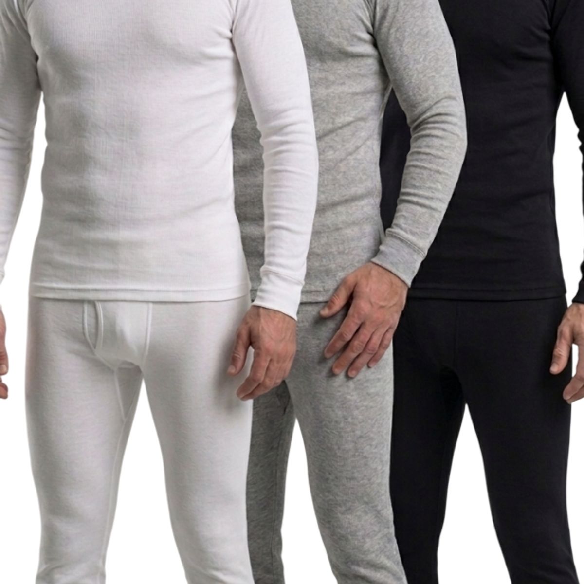 GARSIL - X3 Poleras De Algodon Manga Larga Para Hombre  - Cuello Redondo - Primera Capa