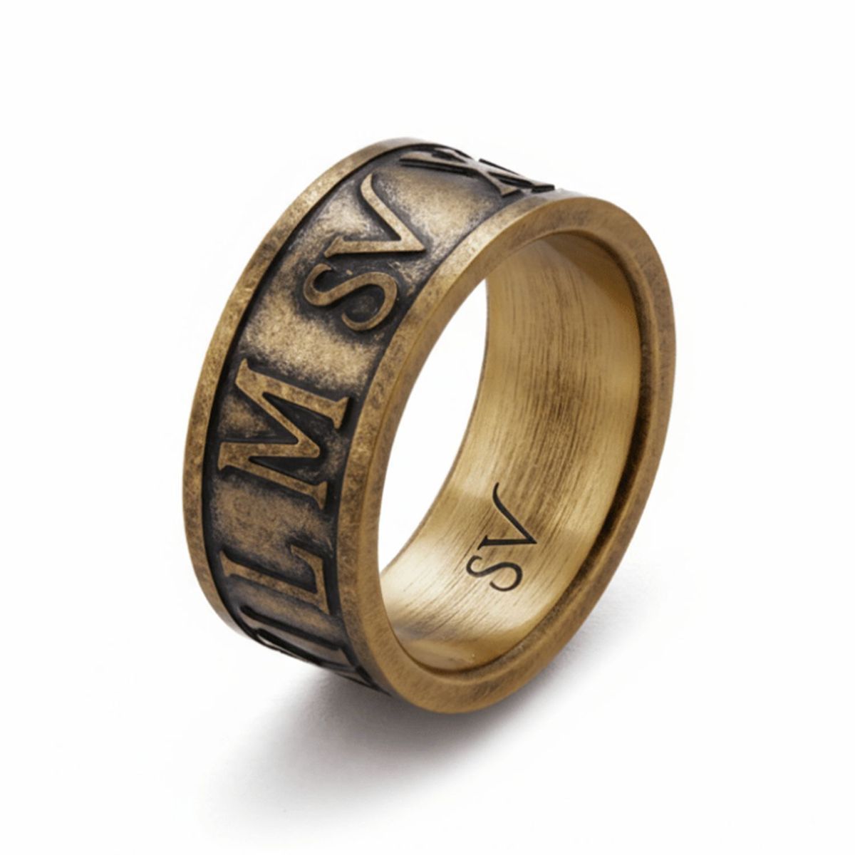SAINT VENIK - Anillo Roman Dorado Enchapado XI 10US Masculino Permanencia Saint Venik