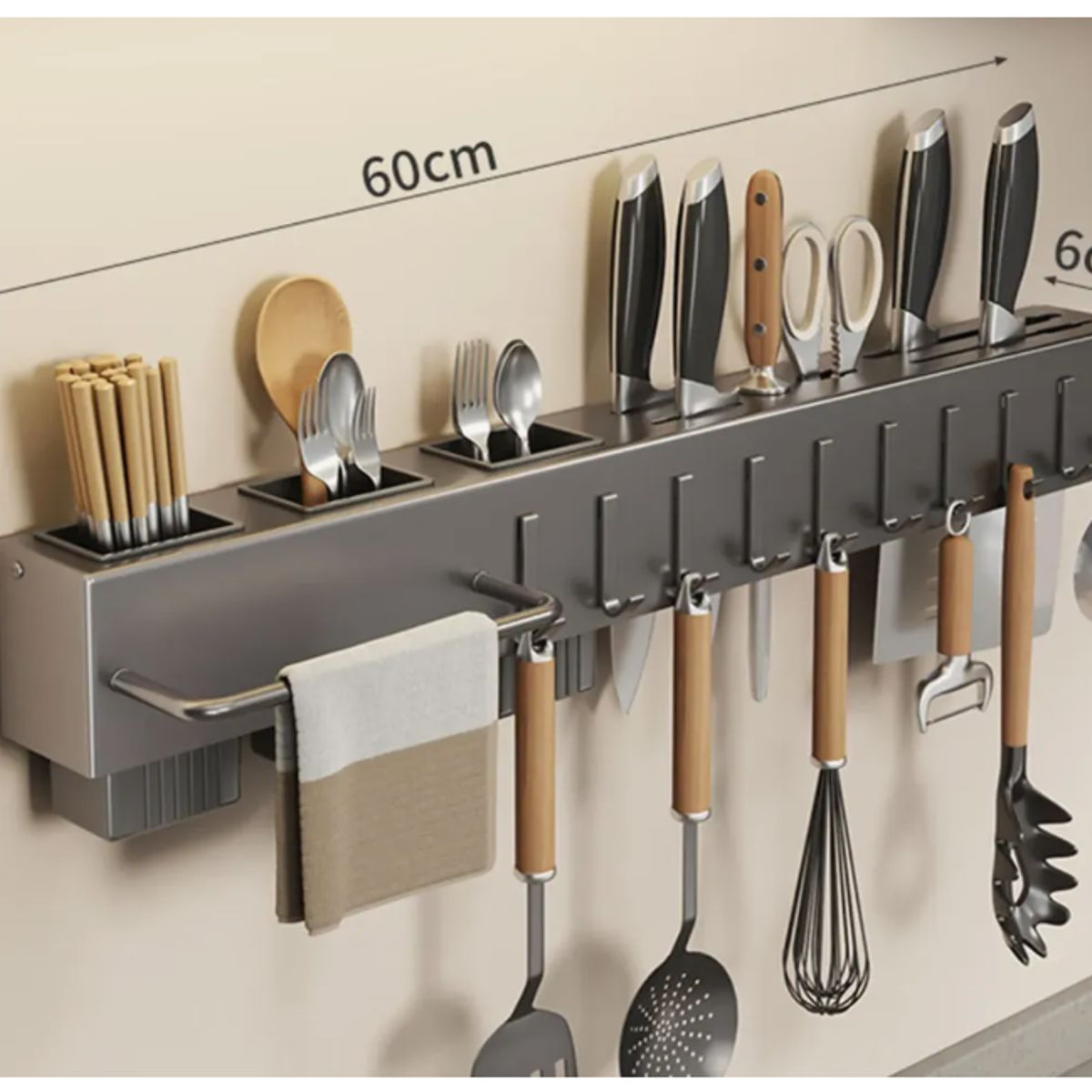 GENERICO - Estante Cocina Sin Taladro Organizador Pared Colgante 60cm