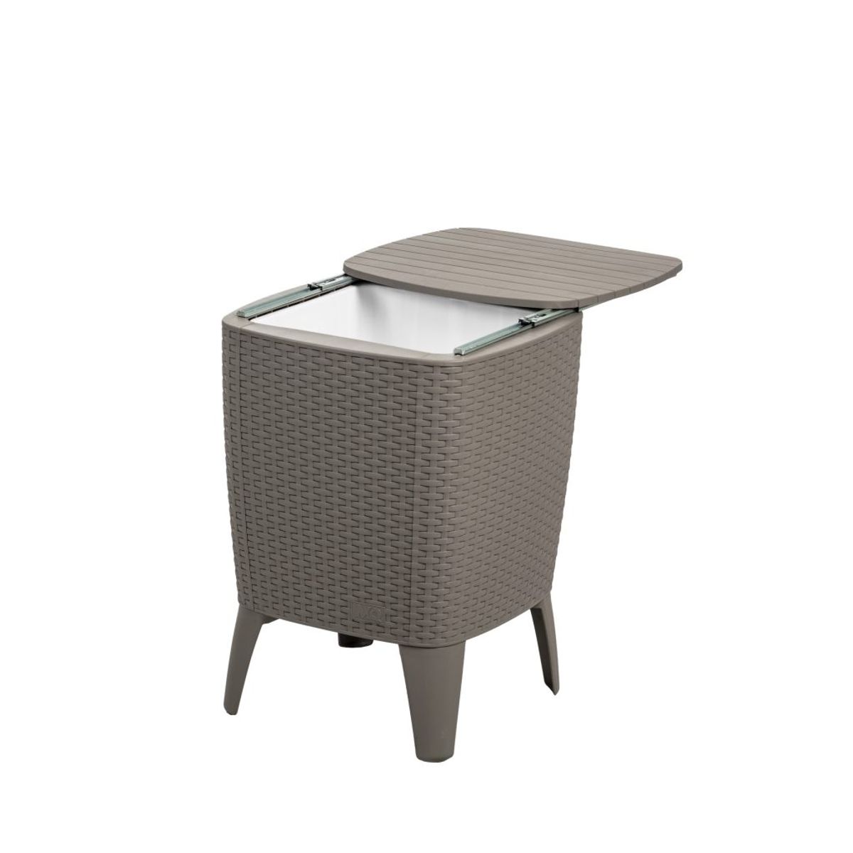 QRUBBER - Mesa Cooler Capri Tipo Rattán Taupé Terraza MQ QRubber